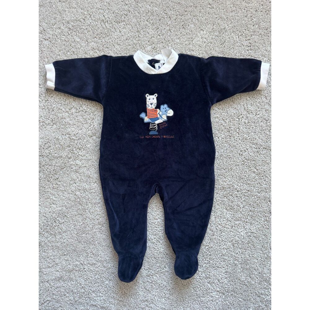 Sucre d’Orge French Baby Velour Footed Sleeper - Size 3 Months